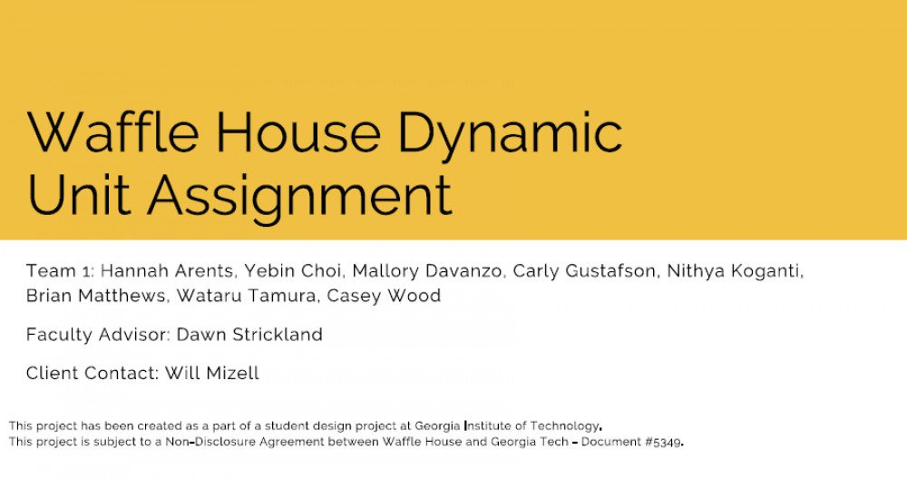Waffle House Dynamic Unit Assignment