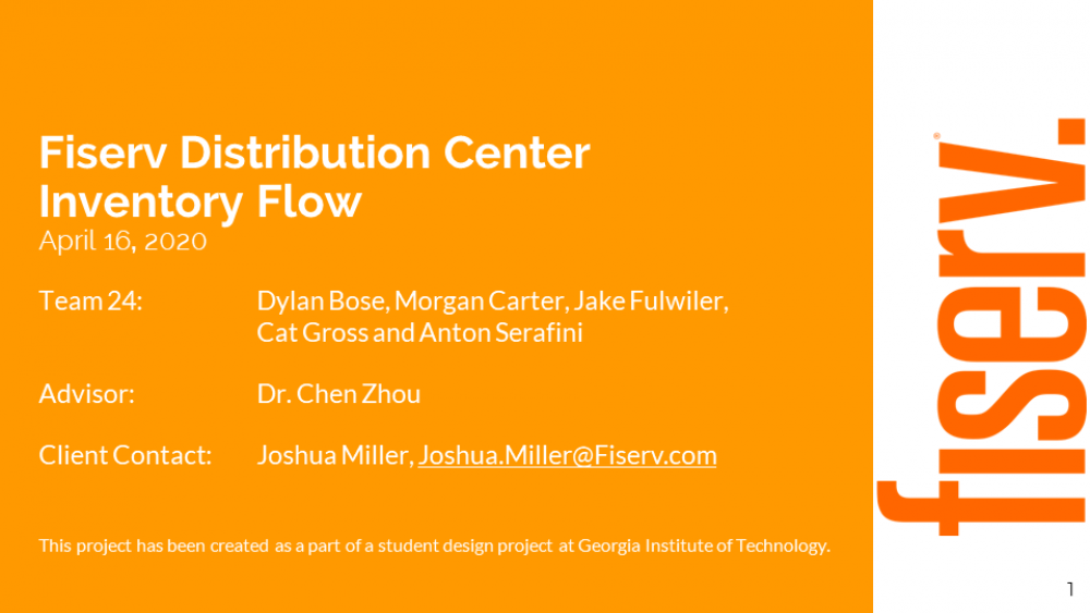 Fiserv Distribution Center Inventory Flow 